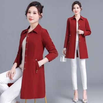 王小丫風衣外套女春秋2023年新款小個子高端品牌今年流行紅色大衣