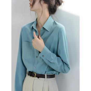 溫柔優雅chic長袖襯衫女春秋新款簡約時髦百搭疊穿氣質通勤襯衣女