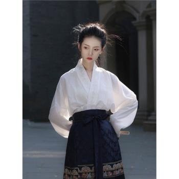 新中式國風改良漢服連衣裙女大碼夏季漢元素日常款通勤馬面裙套裝