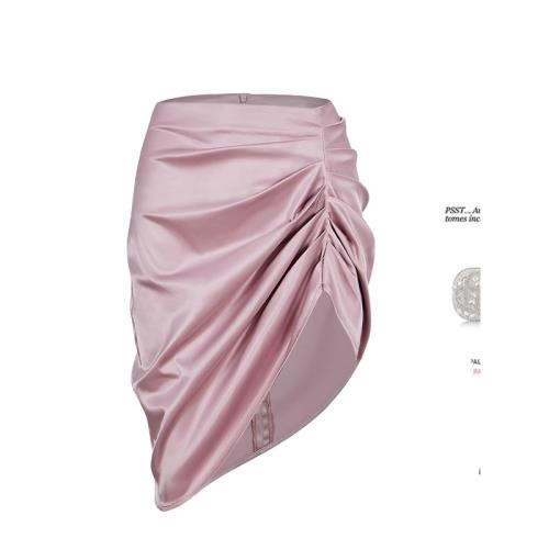 醋酸包臀半身裙高腰百褶短裙歐美修身性感百搭小眾設計感裙子黑色