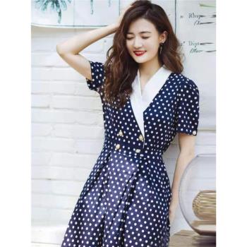 波點名媛日常聚會小禮服連衣裙