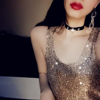 chic女神亮片閃閃金色背心ins超火韓版修身顯瘦薄款針織小吊帶潮