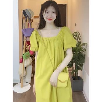 法式冷淡風芥末黃襯衫裙夏季女裝2023年新款高級感驚艷茶歇連衣裙