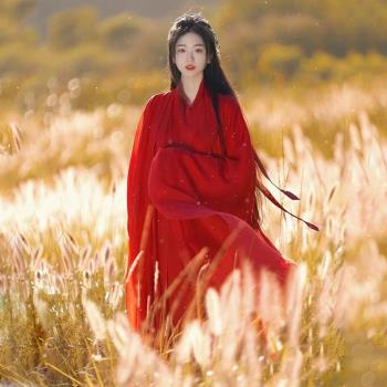 中國紅飄逸古裝仙俠日常可穿漢服