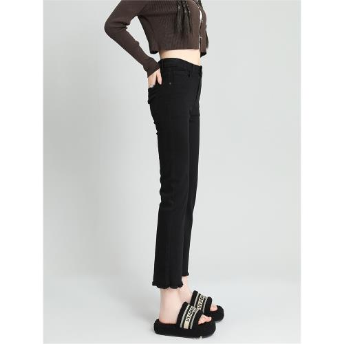 煙管褲直筒牛仔褲女夏季2024年新款早秋小個子高腰寬松顯瘦法棍褲