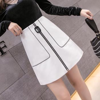 時尚韓版一片式白色高腰顯瘦短裙