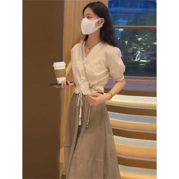 氣質女裝2023年新款夏季時尚法式高階感洋氣減齡小個子半身裙套裝