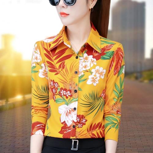 碎花雪紡襯衫女長袖秋裝2025新款中年媽媽裝上衣時尚洋氣印花襯衣