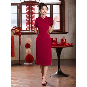 十一結婚喜婆婆婚宴裝禮服高貴參加婚禮服丈母孃旗袍年輕媽媽喜服