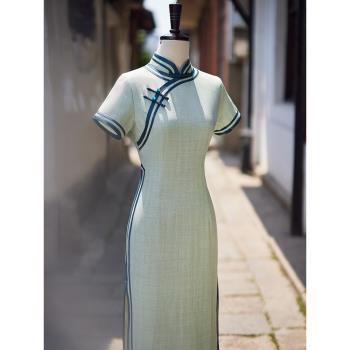 綠色旗袍2023新款女夏季新中式改良年輕款連衣裙復古民國風老上海