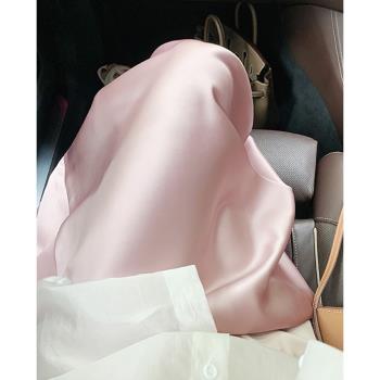 醋酸緞面半身裙女夏季高級感a字高腰珠光粉色包臀法式魚尾長裙子
