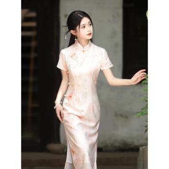新中式旗袍2023新款年輕款高端氣質改良素雅復古連衣裙女夏季日常