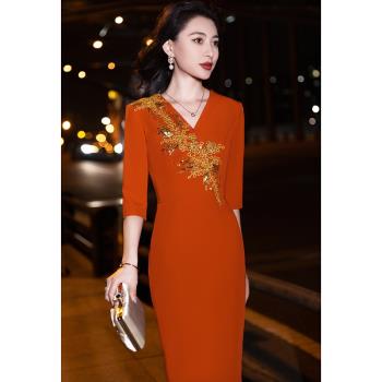 名媛晚禮服女2025新款平時可穿輕奢小眾高階氣質高階感婚宴主持裙