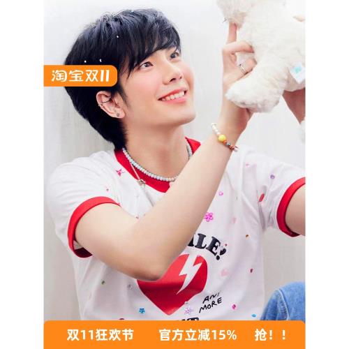 build金建成同款純棉拼色短袖t恤女夏季2025新款學生韓版寬松上衣