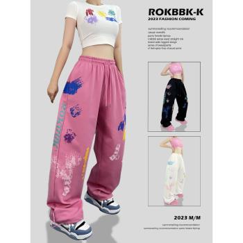 ROKBBK－K/布韓夏季薄款街舞hiphop運動褲爵士舞jazz褲子女多巴胺