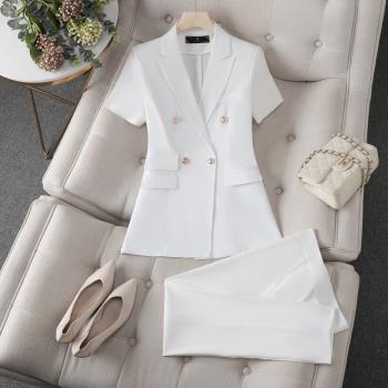 白色西裝套裝女短袖夏季新款職業裝正裝氣質休閑西服外套工作服薄