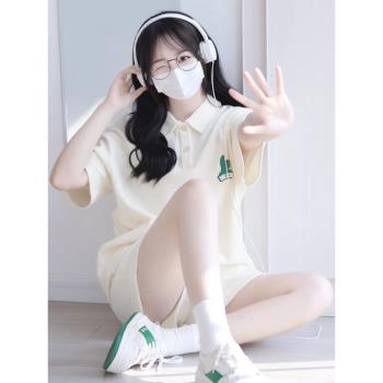 日系學院風休閑運動服套裝女夏季學生韓版寬松減齡短袖短褲兩件套