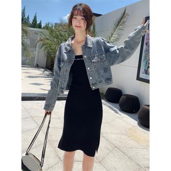牛仔衣短外套女生春秋大碼韓版寬松bf小個子百搭復古爆款上衣ins