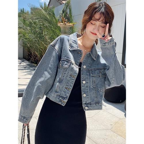 氣質短款牛仔外套女生春秋大碼韓版寬松小個子百搭夾克開衫上衣潮
