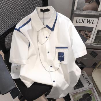 白色襯衫女士短袖夏季薄款2023年新款時尚洋氣設計感小眾襯衣上衣