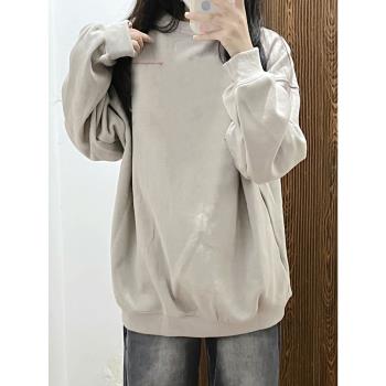 花灰色圓領衛衣女夏季薄款2023新款爆款韓版高級感超好看衛衣外套