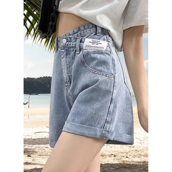 超高腰牛仔短褲女夏季薄款2023年新款寬松顯瘦闊腿小個子a字熱褲