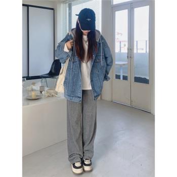 港味新款春秋牛仔襯衫女開衫外套寬松中長款牛仔外套夏季防曬衣服