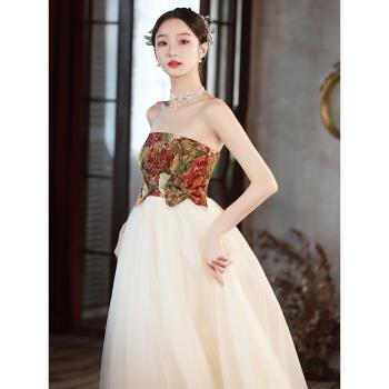 孕婦輕婚紗禮服大碼胖mm高階質感敬酒服新娘訂婚裙輕奢晨袍抹胸女