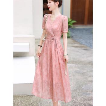 連衣裙女夏季2024年新款韓版高級感溫柔法式顯瘦時尚氣質長裙超仙