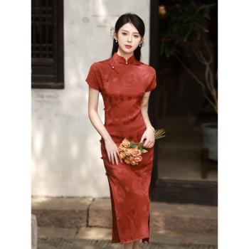 紅色旗袍年輕款高端氣質少女高級感中國風改良日常復古新中式夏季