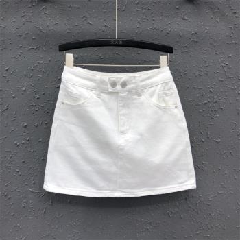 牛仔短裙女夏季新款2023高腰顯瘦白色防走光半身裙時尚韓版裙子潮