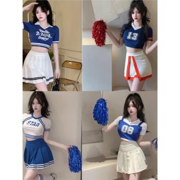女團同款啦啦隊服裝啦啦操表演服健美操舞蹈學生運動表演服裝