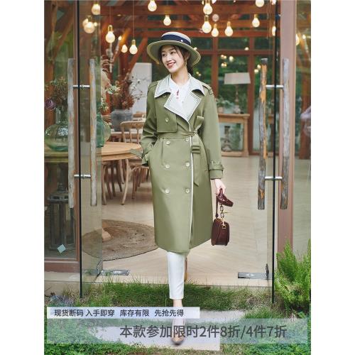 秋季英倫風假兩件風衣拼接外套女2775小個子中長款休閑氣質春夏