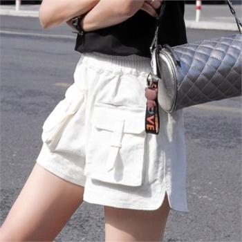 白色牛仔短褲女潮ins大口袋2023新款韓版夏裝高腰寬松顯瘦熱褲子
