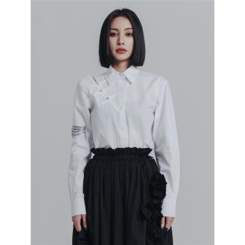SIMPLE BLACK中國風盤口長袖襯衫