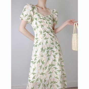 碎花連衣裙女夏季新款時尚流行茶歇法式浪漫復古仙女海邊度假長裙