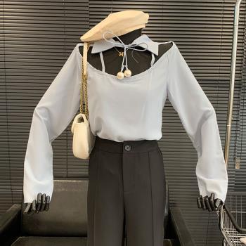 小心機鏤空時尚潮流韓版長袖襯衫