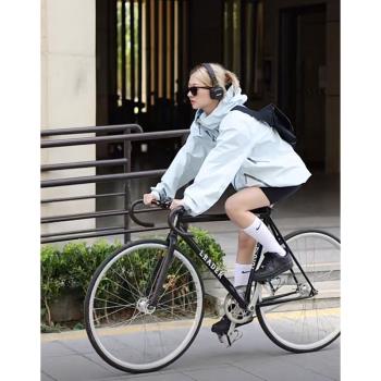 白色自行車騎行服女款2023新款夏季薄款沖鋒衣大碼防曬衣女孩外套
