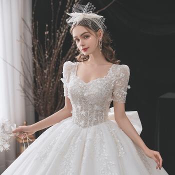 法式主婚紗2023新款新娘宮廷風重工奢華氣質復古公主風大拖尾顯瘦