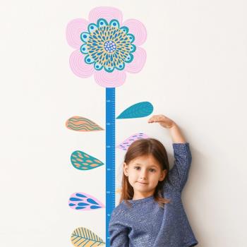 抽象花朵身高墻貼客廳量身高北歐可愛家用寶寶測量臥室溫馨貼紙