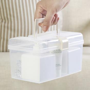 家用透明收納盒桌面塑料整理盒手提儲物箱小箱子整理箱藥箱收納箱