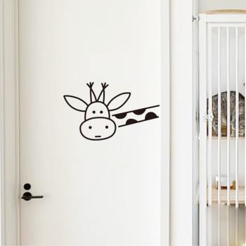有趣的長頸鹿 ins風卡通動物貼紙床頭臥室廚房店鋪玻璃門窗裝飾貼