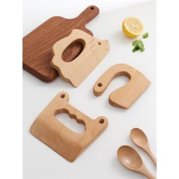 ins蒙氏mini廚房木質刀具兒童玩具水果木刀蔬菜櫸木切切樂過家家