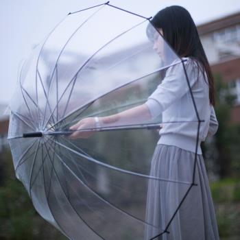 公主風16骨加厚透明雨傘韓國版婚禮長柄傘女生高顏值女神雙人大傘