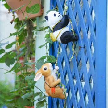 花園庭院裝飾擺件兔子熊貓考拉掛件仿真動物雕塑戶外園藝陽臺樹脂
