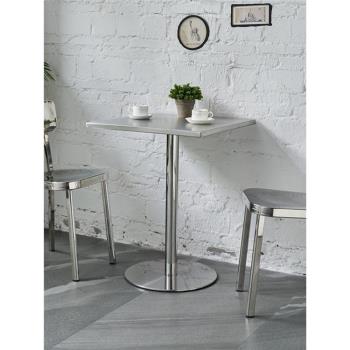 咖啡廳餐桌不銹鋼工業風洽談桌椅組合戶外陽臺小方桌鐵藝方形桌子