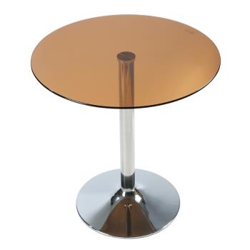 鋼化玻璃咖啡色小圓桌子簡約吃飯餐臺圓形網紅奶茶蛋糕餐桌椅組合