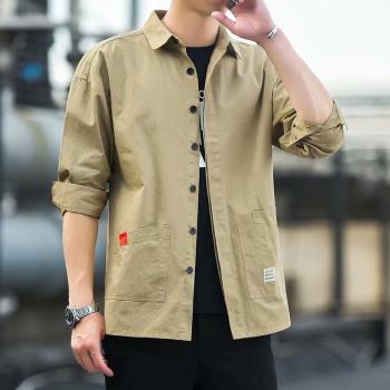 襯衫男幹活穿的耐磨耐臟工地上衣夏季男士工作服襯衣長袖防曬外套