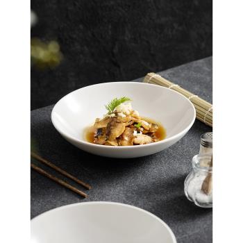 盤子碗創意家用陶瓷水果沙拉碗高級感大號湯碗白色酸菜魚專用大碗