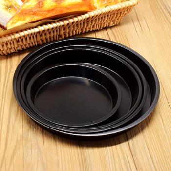 黑色不粘披薩盤6寸8寸9寸pizza盤空氣炸鍋烤箱烤盤馬蹄糕腸粉蒸盤